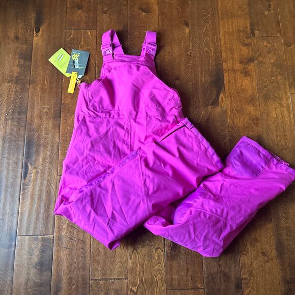 All In Motion Snow Pants Pink Girls XL 14 NEW Bibs Waterproof Snow - Picture 1 of 7